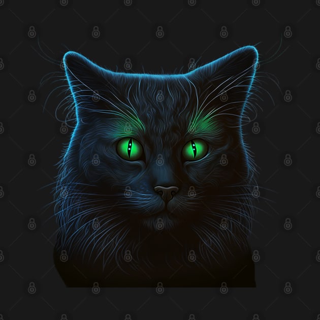 Glowing cat eyes in the dark by ai1art