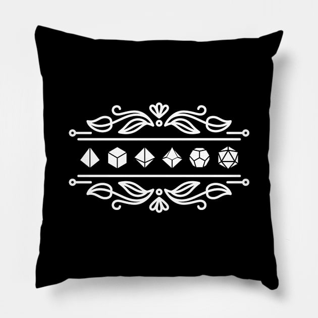 Ornamental Dice Set of Druidic Powers Tabletop RPG Gaming Pillow by pixeptional