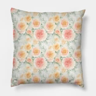 Amazing  Watercolor Pink and Yellow Roses Flower Art Pillow