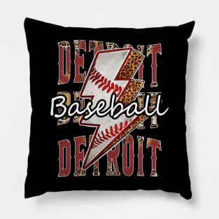 Graphic Baseball Detroit Proud Name Team Vintage Pillow