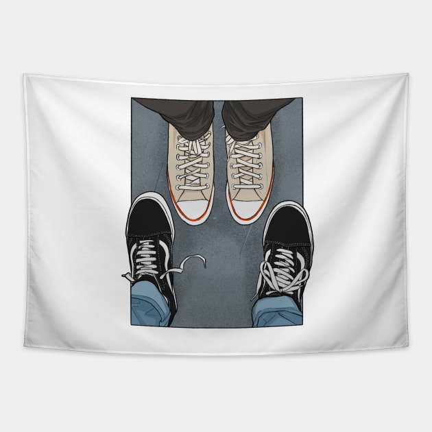 Charlie and Nick heartstopper - shoes Tapestry by daddymactinus