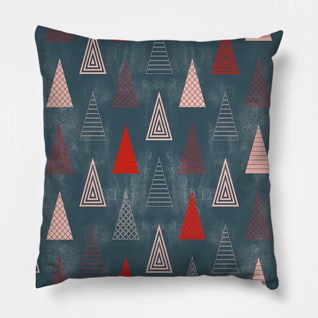 Gray Minimal Christmas Trees Pillow by Carolina Díaz