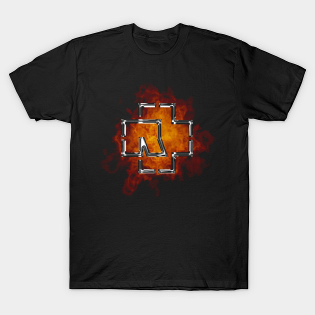 Rammstein Herren T Shirt Lava Logo Offizielles Band Merchandise Fan Shirt Schwarz Mit Mehrfarbigem Fire