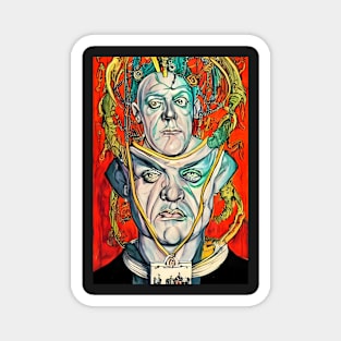 Aleister Crowley The Great Beast of Thelema painted in a Surrealist and Impressionist style Magnet