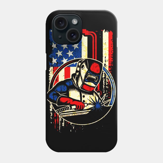 Weld Vintage American Flag Welding Phone Case by dgimstudio44