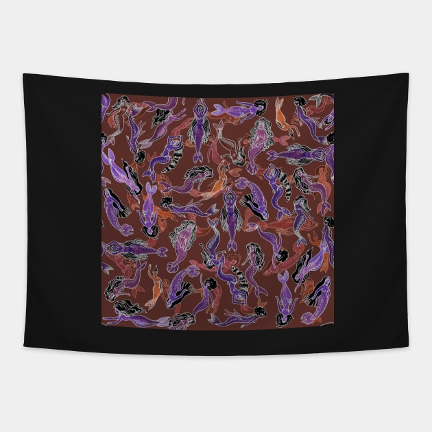 Purple Mermaids Forever Tapestry by endrene