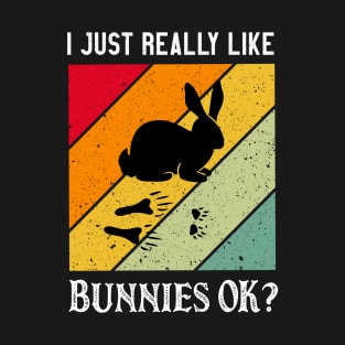 I Just Really Like Bunnies Vintage cute retro pet gift T-Shirt