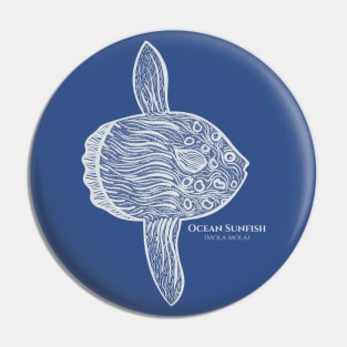 Ocean Sunfish or Mola with Common and Scientific Names Pin