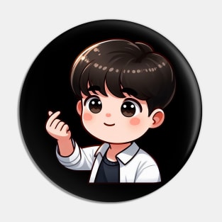 Cool Guy Korean Finger Hearts Kpop Pin