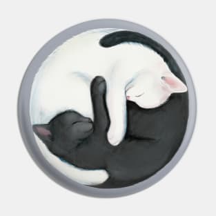 Yin Yang Balancing Cats Pin