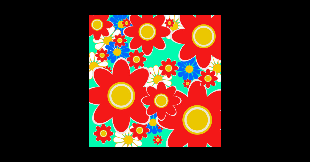 colorful pop art flower pattern Flower Sticker TeePublic