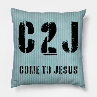 C2J Come To Jesus Matthew 11:28 - stripes Pillow