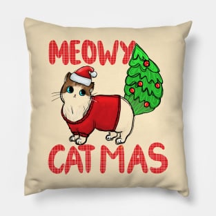 Meowy Catmas - Funny Christmas Cat Pillow