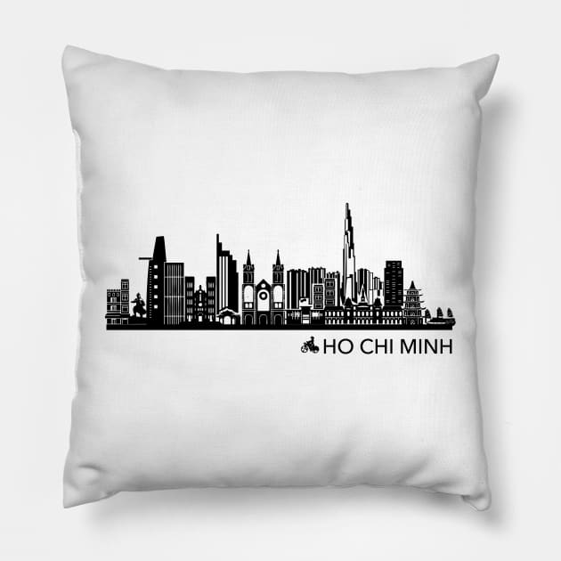 Ho Chi Minh Skyline Pillow by Elenia Design