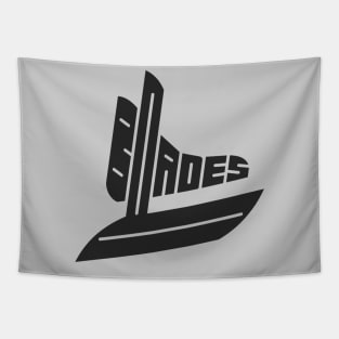 Blades Black Hockey Skate Logo Tapestry