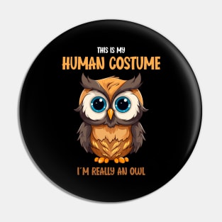 Cute Owl Halloween Tee | This is My Human Costume T-Shirt | Funny Animal Lovers Season Outfit | Charming Anime Gift Idea Pin