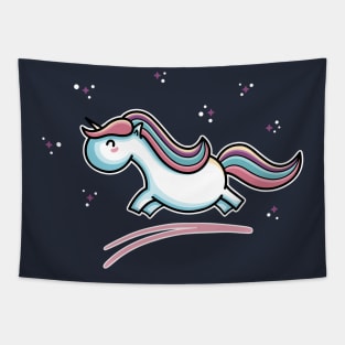 Kawaii Cute Leaping Unicorn Tapestry