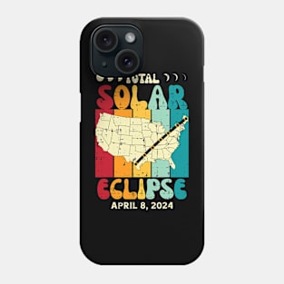 Total Solar Eclipse April 8 2024 Retro Groovy Women Kids Men Phone Case