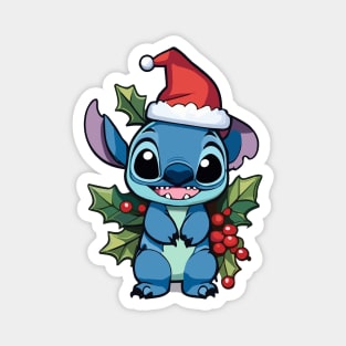 Stitch Wearing a Santa Hat Magnet