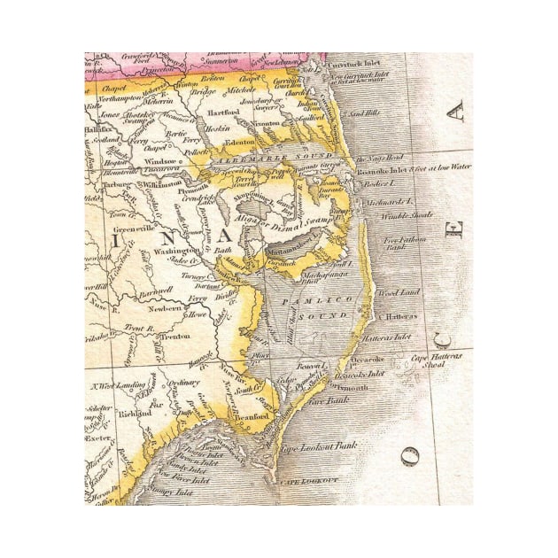 Vintage Map of The Outer Banks (1818) by Bravuramedia