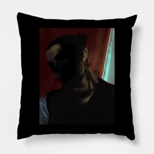 Special processing. Dark mystic king, death itself. Very strong guy, portrait. Head and neck. Red, blue and green. Pillow