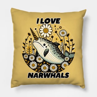 I Love Narwhals Pillow