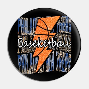 Graphic Basketball 76ers Proud Name Vintage Pin