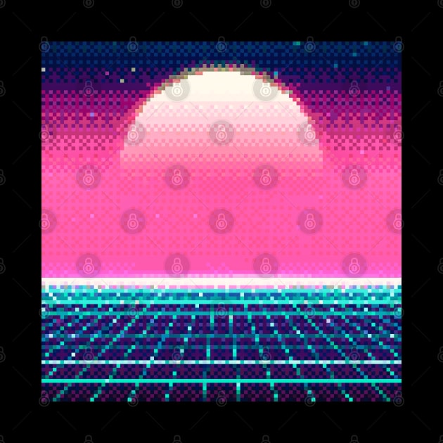 1980s Sunset Retro Pixel Art by TheVintageChaosCo.