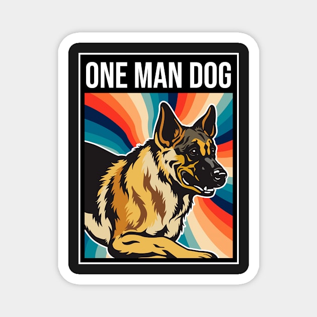 One man dog vintage Magnet by ARTSYILA