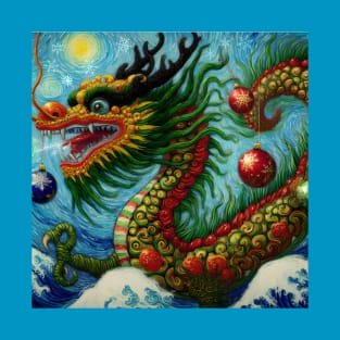 Chinese Christmas Dragon Pastel Art T-Shirt