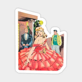 girl with beautiful dress Love Triangle Retro Vintage Magnet