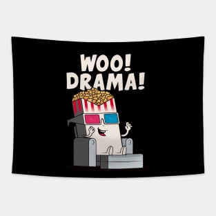 Woo! Drama! Funny popcorn character loves drama! (on dark colors) Tapestry