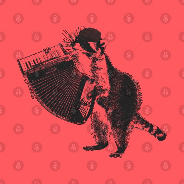 Raccoon wielding accordion by dankdesigns