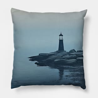 Lighthouse Seacoast Serene Landscape Pillow