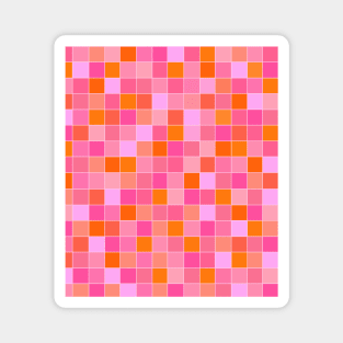 Pink and Orange, Grid, Mosaic Pattern Magnet