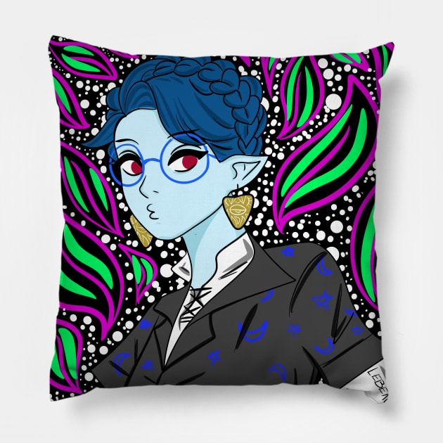 elf the elfie magical girly gil in magical pattern ecopop Pillow by jorge_lebeau