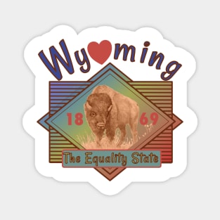 Vintage Wyoming Equality State American Bison Magnet