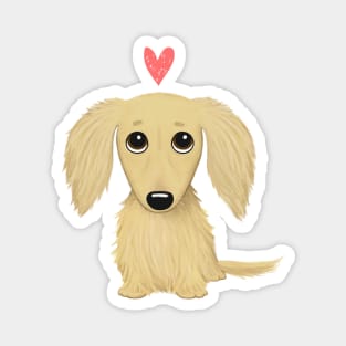 Cute Dog | Longhaired Cream Dachshund with Heart Magnet