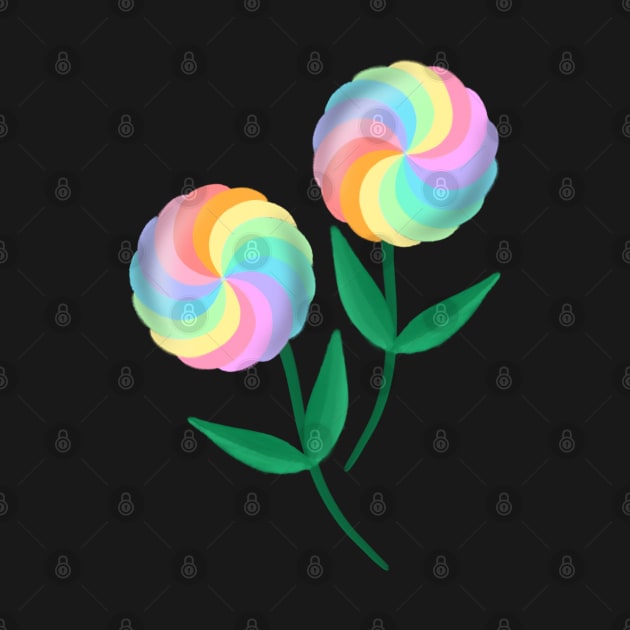 Twin lollipop flowers with colorful rainbow design by Tipsukhon