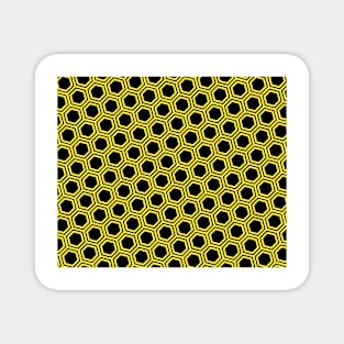 Pattern hexagon gold on black background Magnet