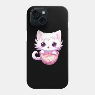 Kitty Cat Eating Ramen Japanese Kawaii Anime Phone Case