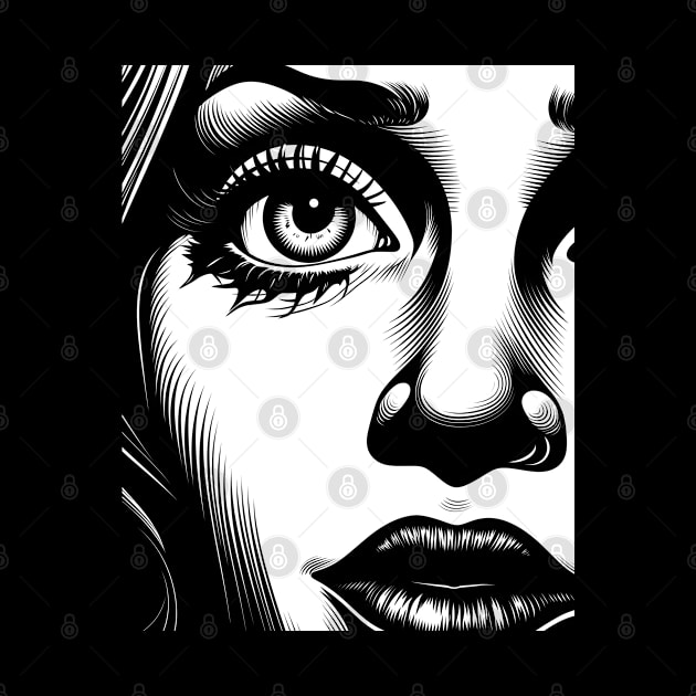 Pop art girl portrait in monochrome by Dazed Pig