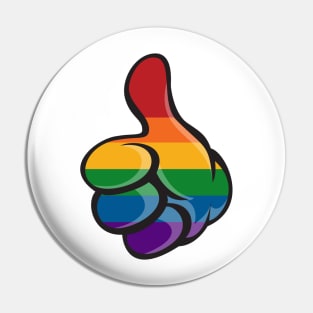 Large Gloved hand in LGBT Rainbow Pride Flag Colors Pin