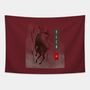 Asian Inspired Deer Tapestry