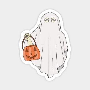 A halloween ghost with a pumpkin Magnet