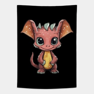 Cute Pink Hoofed Dragon Illustration Tapestry