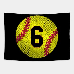 Softball Player 6Th Birthday Softball Jersey 6 Years Old Tapestry