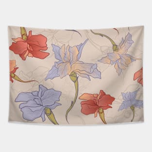 Iris Handrawn Design Tapestry