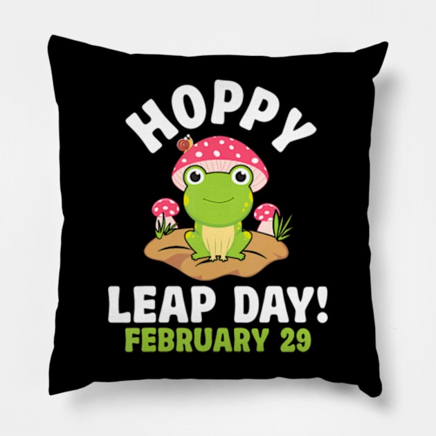 Funny Frog Hoppy Leap Day February 29 Birthday Leap Year Pillow by Eduardo