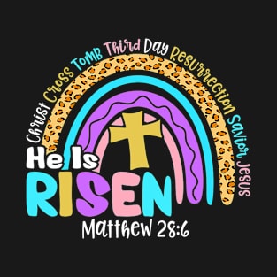 Rainbow Easter Trendy Tee He Is Risen Matthew 28 6 Christian T-Shirt